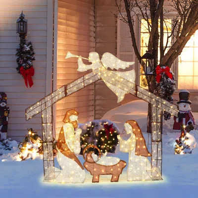 Luxenhome Christmas Lights Angel Holiday Yard Decoration,57.1'' In Multi