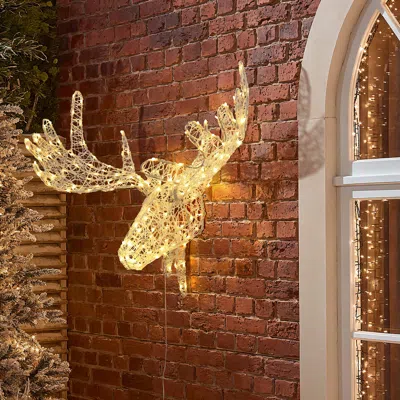 Luxenhome Christmas Moose Head Decoration With Lights And Timer, 37"h In Multi