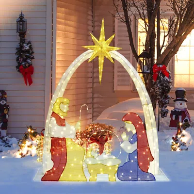 Luxenhome Christmas Nativity Scene Light Holiday Decoration, 5.8ft In Multi