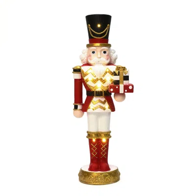 Luxenhome Christmas Nutcracker Soldier Decor Red With Lights, 2ft In Multi