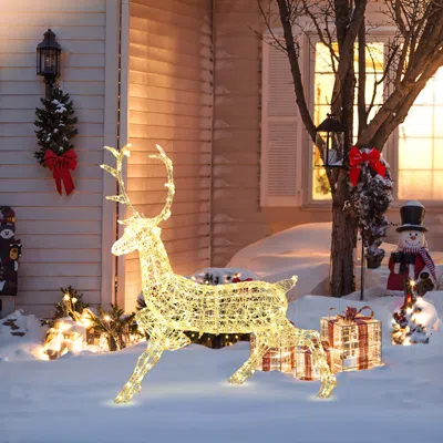 Luxenhome Christmas Outdoor Deer Decoration With Light And Timer, 56"h In Multi