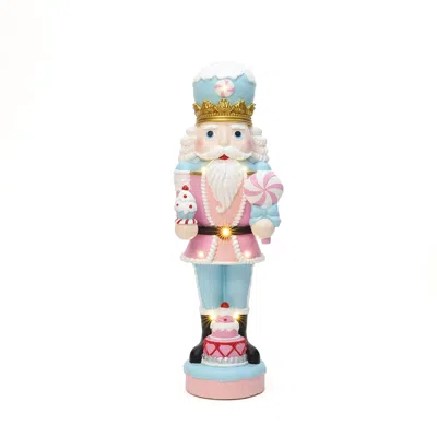 Luxenhome Christmas Pink Nutcracker Soldier Decor With Cake Lights, 2ft In Multi