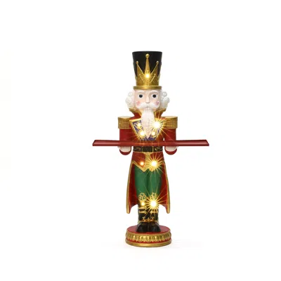 Luxenhome Christmas Red Soldier Nutcracker With Tray & Lights, 3ft In Multi