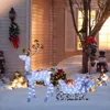 Luxenhome Christmas Sleigh Reindeer Holiday Decor With Lights,set Of 3 In Multi