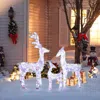 Luxenhome Christmas Snowflake Deer Outdoor Decor With Lights, Set Of 3 In Multi