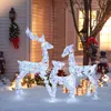 Luxenhome Christmas Snowflake Deer Outdoor Holiday Decor Lights, Set Of 3 In Multi