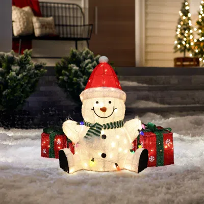 Luxenhome Christmas Snowman Decoration Outdoor With Lights, 2.3ft In Multi