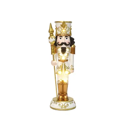 Luxenhome Christmas Soldier Nutcracker Holiday Decor With Wreath, 3ft In Gold