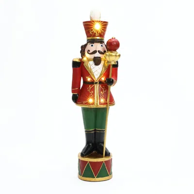 Luxenhome Christmas Traditional Nutcracker King Red With Lights, 4ft In Multi