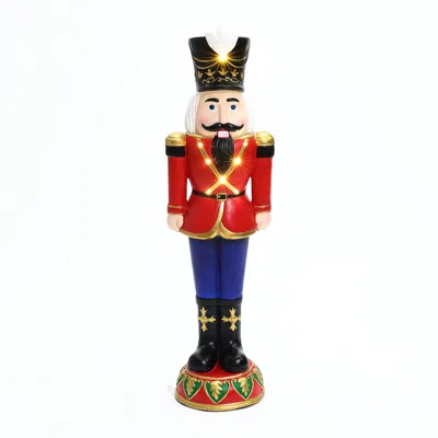 Luxenhome Christmas Traditional Nutcracker Soldier Red With Lights, 4ft In Multi