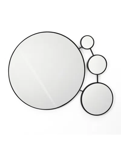 Luxenhome Circles Black Metal Frame Round Wall Mirror