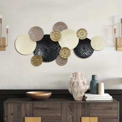 Luxenhome Coastal Abstract Dish Metal Wall Art In Multi