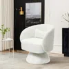 Luxenhome Cocoon White Boucle Swivel Accent Chair In White