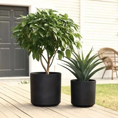 Luxenhome Concord Cylinder Indoor/outdoor Planter Set Of 2, Gate Black
