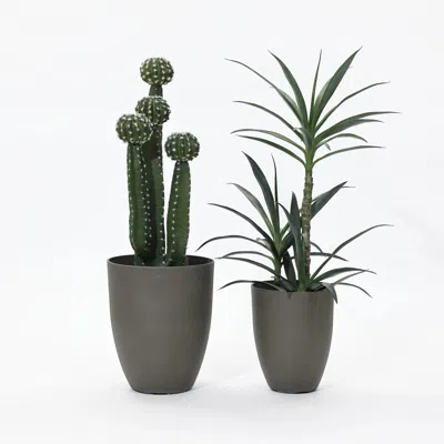 Luxenhome Concord Tall Indoor/outdoor Planter Set Of 2, Husky Gray