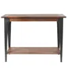 Luxenhome Dark Brown Wood And Black Metal 1-shelf Console And Entry Table In Multi