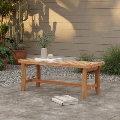 Luxenhome Dillon Solid Wood Outdoor Dining Bench In Multi