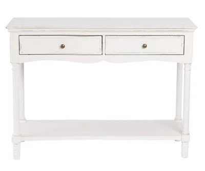 Luxenhome Distressed White Wood 2-drawer 1-shelf Console And Entry Table