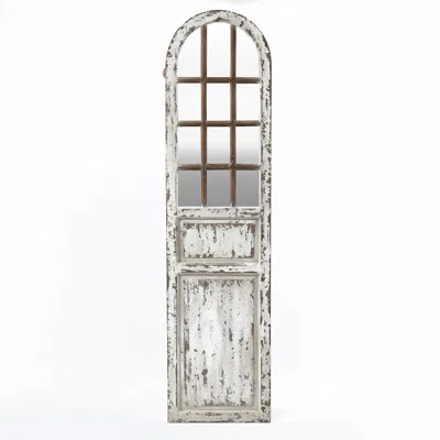 Luxenhome Distressed White Wood Farmhouse Door Leaning Floor And Wall Mirror In Gray