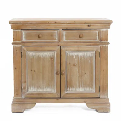 Luxenhome Distressed Wood 2-drawer 2-door Storage Cabinet In Brown