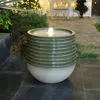 Luxenhome Emerald Top Ribbed Water Fountain With Lights, 19.5" In Multi
