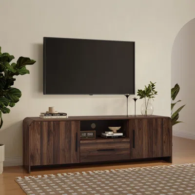 Luxenhome Enzo Mid-century Modern Wood Tv Console Tables,walnut 69'' In Multi