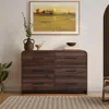 Luxenhome Enzo Modern Wood Storage Horizontal Dresser With 6-drawer,walnut In Multi
