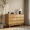 Luxenhome Eric Oak Finish 6-drawer Dresser In Multi