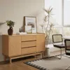 Luxenhome Eric Oak Finish Sideboard Storage Cabinet, 55" Wide In Multi