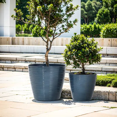 Luxenhome Essex Glazed Indoor/outdoor Planter Set Of 2, Marine Blue In Multi
