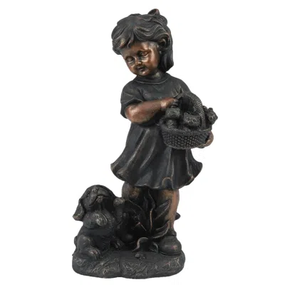 Luxenhome Farmstead Garden Statue, Girl In Brown