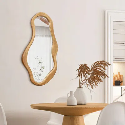 Luxenhome Flow Wood Frame Oval Wall Mirror In Multi