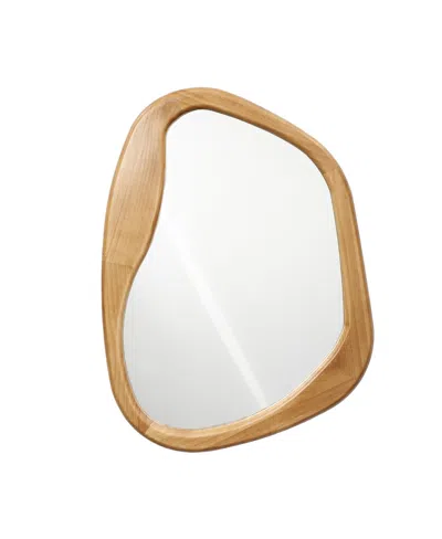 Luxenhome Freeform Pine Wood Frame Oblong Wall Mirror In Brown