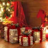 Luxenhome Frosted Faux Cedar Branch Giftbox, Battery-powered, Set Of 3 In Multi