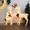 Luxenhome Frosted Reindeer Family Christmas Outdoor Lighting, Set Of 3 In Multi