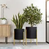 Luxenhome Geometric Metal Indoor Planter With Stand, Set Of 2 In Multi