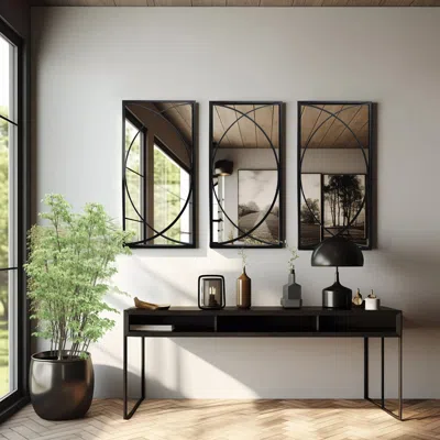 Luxenhome Geometric Wall Mirrors Set, Set Of 3 Mirrors In Multi