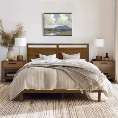 Luxenhome George Walnut Finish Platform Bed, King In Multi