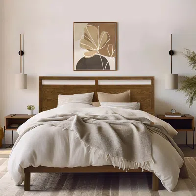 Luxenhome George Walnut Finish Platform Bed, Queen In Multi