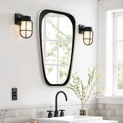 Luxenhome Gold And Black Accent Metal Frame Wall Mirror, Slim