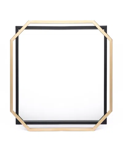 Luxenhome Gold And Black Metal Floating Frame Wall Accent Mirror