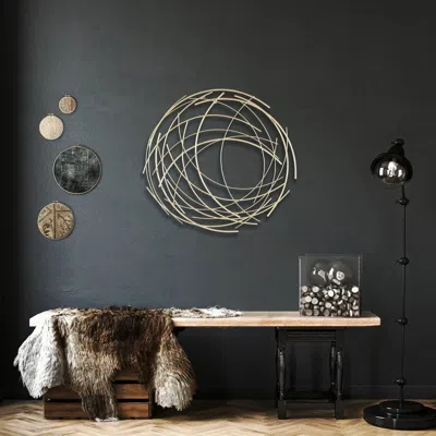 Luxenhome Gold Metal Abstract Swirl Round Wall Decor In Multi