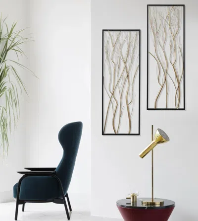 Luxenhome Gold Metal Branch Wall Decor, Set Of 2