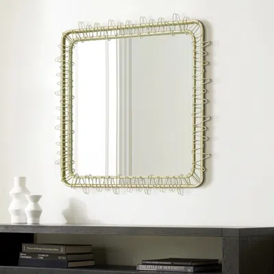 Luxenhome Gold Metal Frame 30.2-in Square Accent Wall Mirror