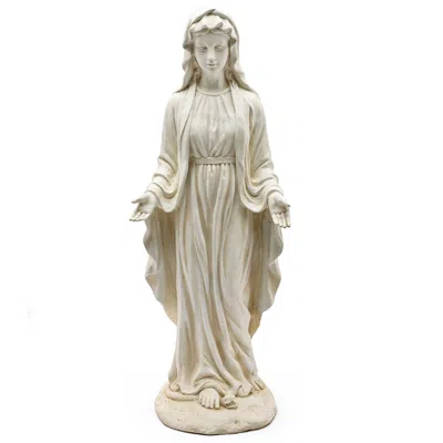 Luxenhome Grace Mgo Virgin Mary Religious Garden Statue, Ivory 30'' In Neutral