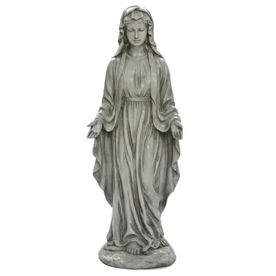 Luxenhome Grace Mgo Virgin Mary Religious Garden Statue,gray 30"
