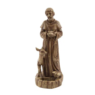Luxenhome Grace Series Garden Statue, Saint Francis In Brown