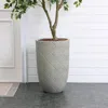 Luxenhome Gray Glen Pattern Mgo Round Planter In Gray