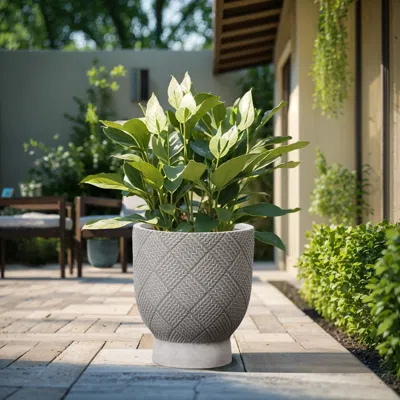 Luxenhome Gray Glen Pattern Mgo Urn Planter, 16.7'' H