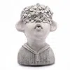 Luxenhome Gray Mgo Kissing Flower Child Bust Planter In Gray